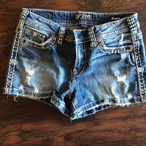 Silver jean shorts